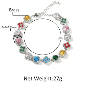 Enamel Floral Bracelet — AAAAA+ Grade Rainbow-Hued Moissanite — Rock & Hip-Hop Style — Adjustable Jewelry