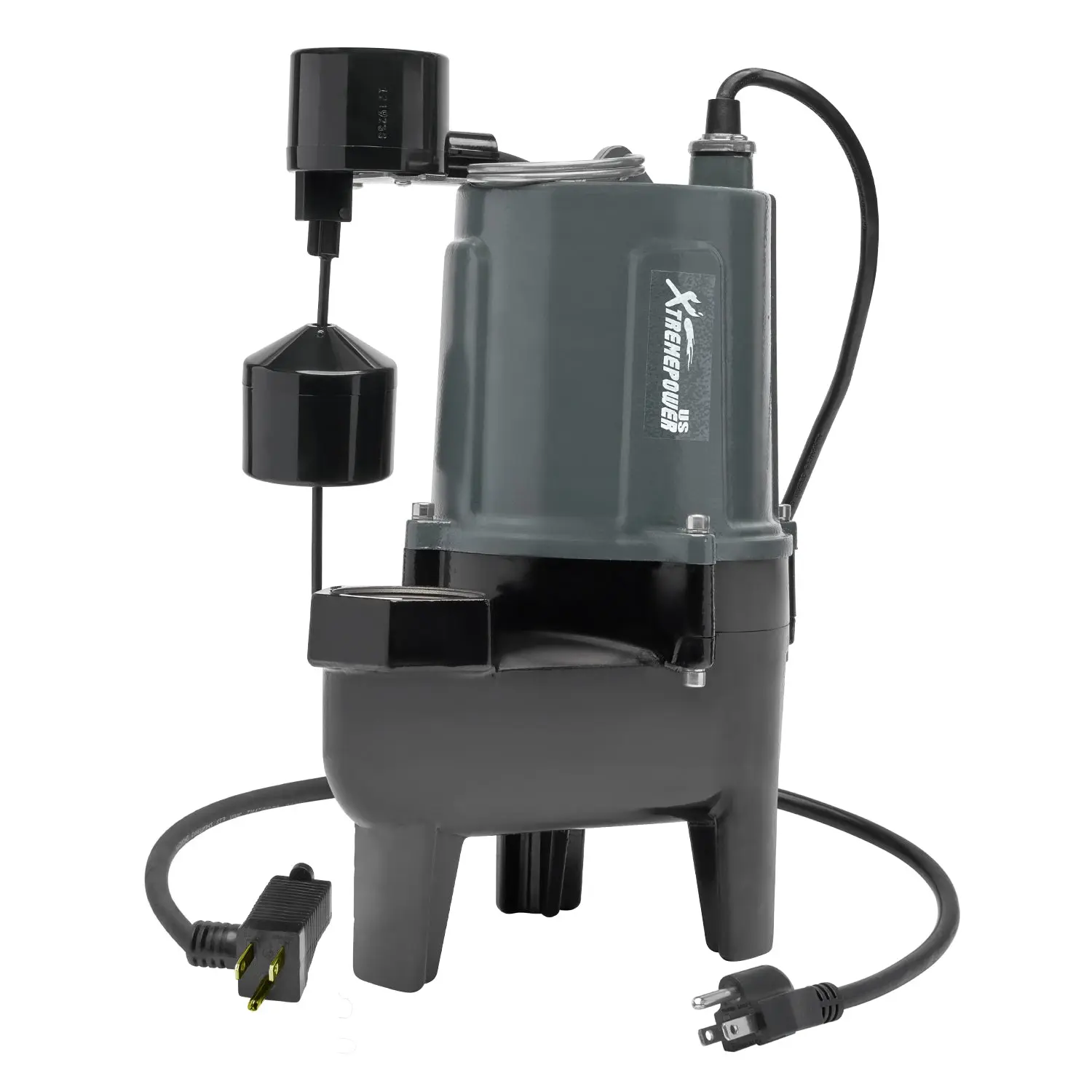 XtremepowerUS 3/4HP Submersible Sewage Pump - 8400 GPH Stainless Steel Pump, Cast Iron Impeller, 2" NPT