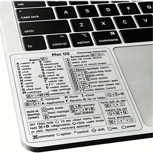Waterproof Keyboard Shortcut Stickers, Office Stickers, Durable Paper, Easy Application, Compatible with Windows and MAC, Includes Command Control Function Keys