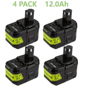12000mAh 18V Li-lon Battery with LED Indicator for P102-P122 Series Power Tools High Capacity & Smart Monitoring