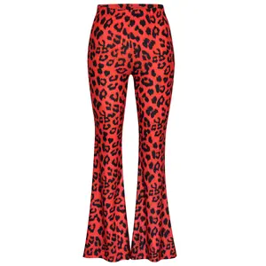 Red Leopard Animal Print Flare Pants Bell Bottoms