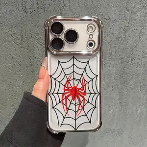 Red Spider & Web Phone Case for iPhone 17 AIR 17 PRO 16 PRO 15  PRO MAX  14 PLUS 13 PRO 12 11 series (silicone softshell) airbag anti-drop and shockproofmobile phone protective case, Accessories, Smartphone