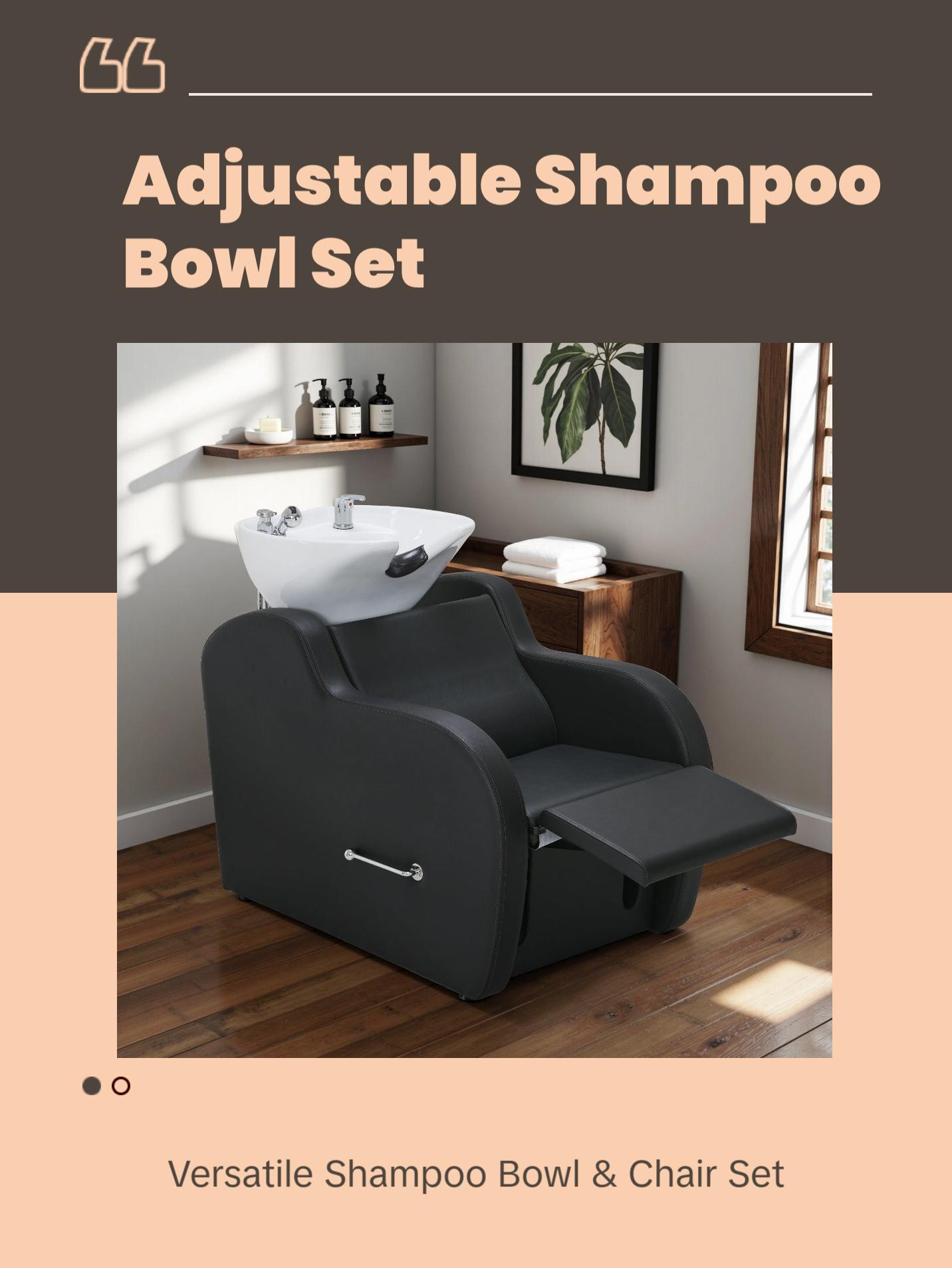 BarberPub Shampoo Bowl and Chair Set, Adjustable Ceramic Bowl and Chair for Salon 9312 BarberPub Shampoo Bowl and Chair Set, Adjustable Ceramic Bowl and Chair for Salon 9312