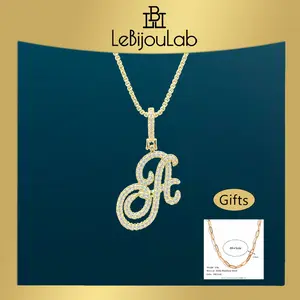 [LeBijouLab] 2025 Holiday Gift | A-Z Cursive Initial Letter Necklace Golden & Silver | Holiday Gift | Christmas Gift | Cubic Zirconia Stone 18in+2in Extender Chain Birthday Gifts Anniversary Gift Best Valentines Day Gift for 2025 P1
