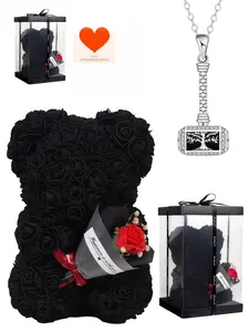 Thunder Tree Mjolnir Necklace Vintage Nordic Thor's Hammer Necklace, Luxury Non-Fading Clavicle Chain, with Preserved Rose & Bear Gift Box, Perfect Mystery Gift for Birthdays, Valentine’s Day, Mother’s Day & Christmas