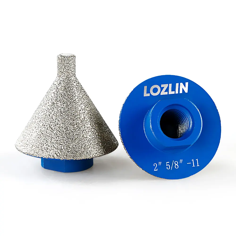 LOZLIN 2" Diamond Core Drill Bit, 5/8-11 Threaded Shaft with Beveling Cutting Edges, Hole Saw for Tile, Marble, Granite, Masonry, Chamfer Router Milling Cutter