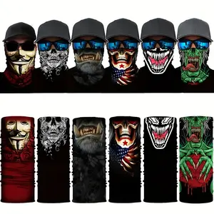 6-Piece Skull Mask Set for Motorcycling and Outdoor Adventure - Windproof Balaclava with Elastic Neck Gaiter, Comfortable Multi-Functional Headwear, Suitable for Cycling, Skiing, and Winter Sports Protective Gear