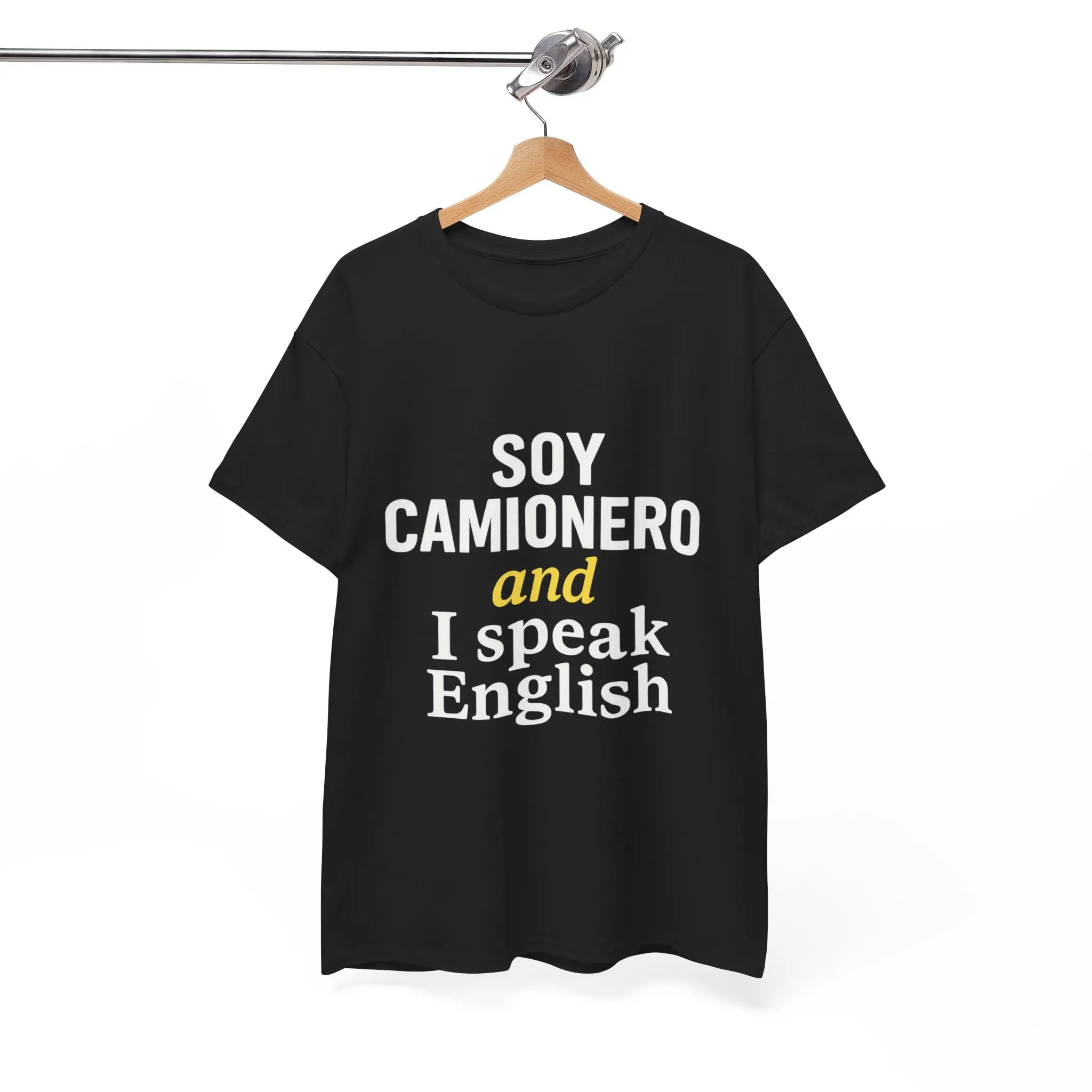 Soy Camionero and I Speak English, Unisex Cotton T-Shirt, Fun Gift for Truckers, Spanish English Shirt, Casual Wear for Road Trips, Travel