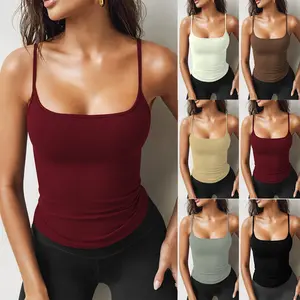 Women's Tank Tops Square Neck Color Camisole Tank Top