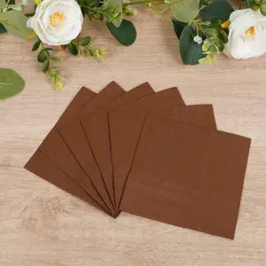50-Pack Paper Beverage Napkins 2 Ply Cinnamon Brown 5"x5" - Soft Disposable Cocktail Napkins 18GSM