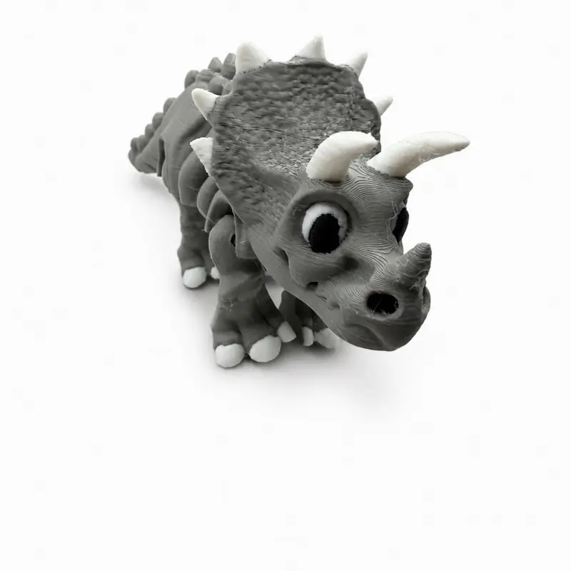 Articulated 3D-Printed Skeletal Triceratops Fidget Dinosaur Toy