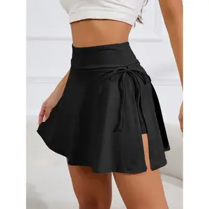 Sport Gameset Solid Drawstring Side Split Hem Sport Skort Tennis Skirt Athletic Skirt