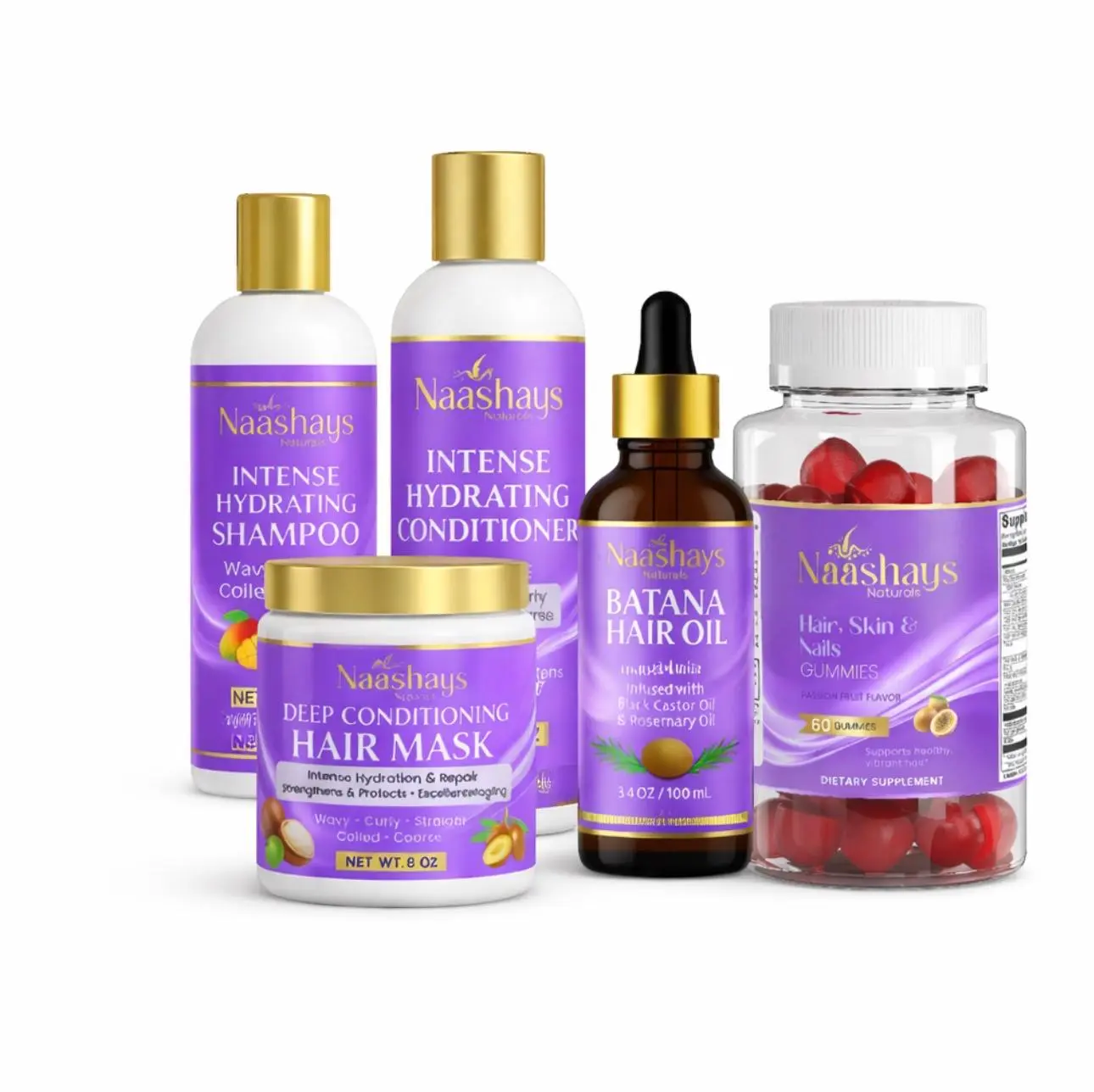 Naashays Naturals Intense Hydration & Hair Growth Bundle (5- Piece Set)