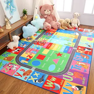 YJ.GWL Playmat Carpet ABC Educational Learning Area Carpet Suitable for Playroom Classroom, 3'x5', 4'x6', 5'x7', Multicolor