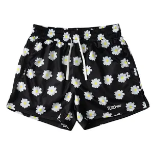 Kill Crew Daisy Muay Thai Mid Thigh Cut Shorts - Unisex, Pockets, Gym Shorts, Elastic Waistband, Long drawcord with wax tips Workout Clothes