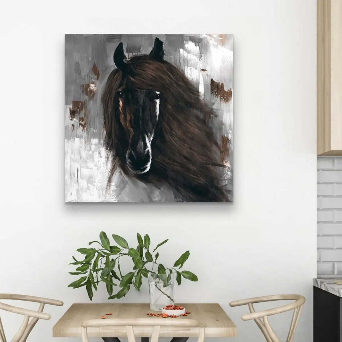 Begin Home Decor C1RC3232FJJ1IQ 32 x 32 in. Dark Brown Horse - Rustic Brown Canvas for Home Decor