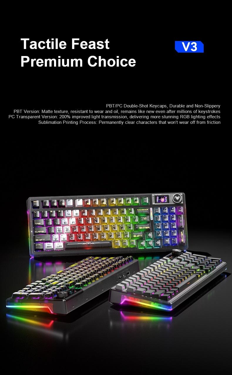 AULA F98Pro V3 Transparent Mechanical Keyboard with RGB Backlight