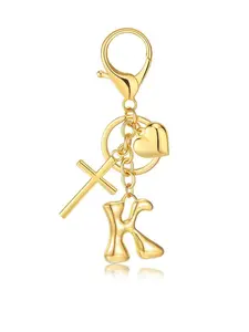 Initial Bag Charms Keychains Women, Cross Cute Heart Letter Key Chain Purse Backpack Handbags Keychain Christian Gift Keychain For Bags
