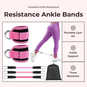Ankle Resistance Bands with Cuffs, Elastic Resistance Band Set With Storage Bag Glutes Workout Equipment, Leg Butt Training Exercise Equipment for Kickbacks Hip