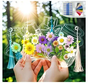 DIY Transparent Dried Flower Bookmarks, Clear Kits, Handmade Beautiful Thousand Flower Bookmark Page Clear with Hole, Ideal for Pressed Flowers and Page Marking (40PCS,Without Dried Flowers)