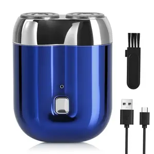 Mini Electric Shaver for Men – Upgrade Pocket Dual Head Shaver, Portable Razor for Men, Rechargeable Waterproof Compact Travel Electric Razor, USB Close Battery Shavers (Blue)
