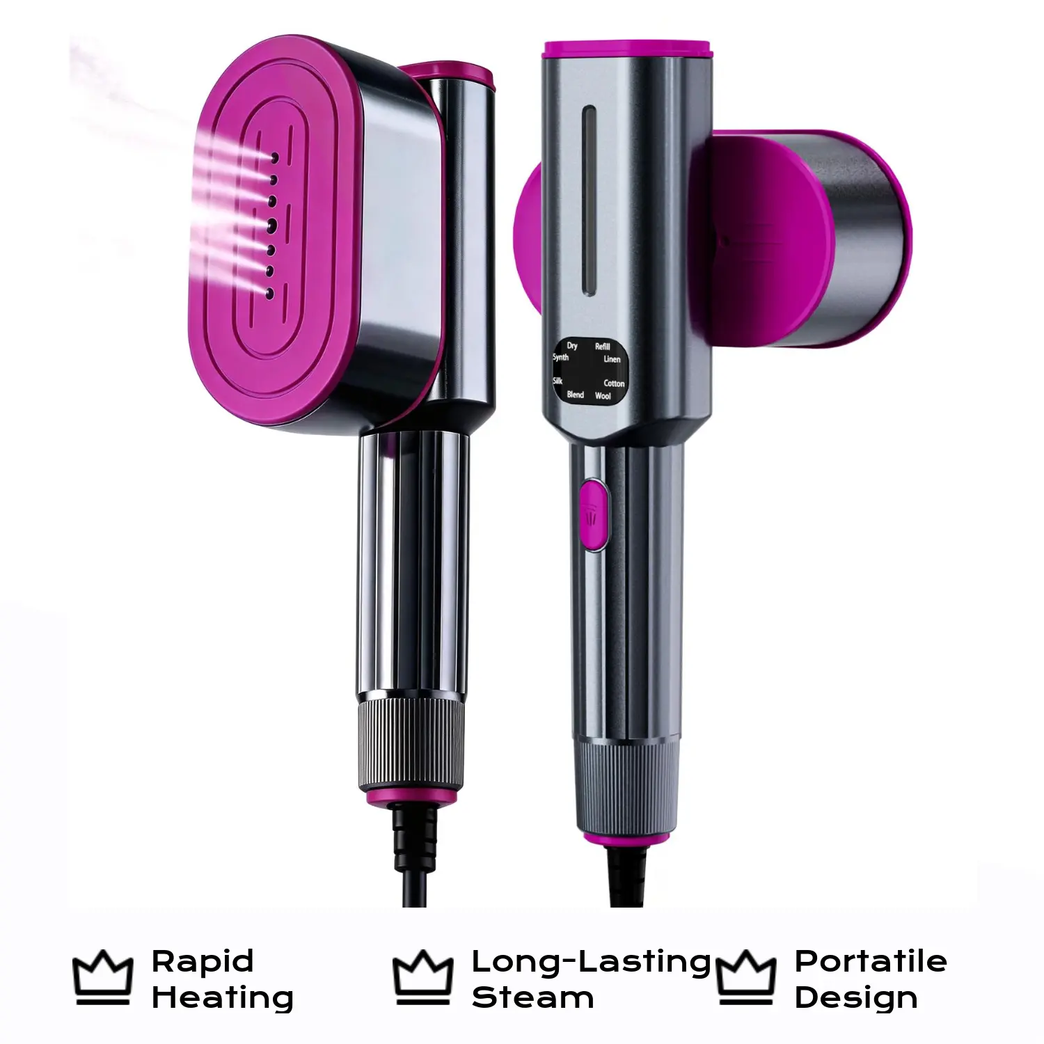 2-in-1 Handheld Clothes Iron Steamer - Handheld Ironing Machine, Garment Steam Machine, Fast-Heating Portable Mini Travel Steam Presses, Large Water Tank, Multi-Angle Wrinkle Removal Tool for Home Office Use (Father's Day Gift Option)