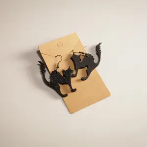 Spooky Black Cat Halloween Earrings