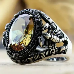 Men’s Unique Vintage Ring - Scorpion Motif With Synthetic Gemstone, Men’s Party Jewelry Accessory
