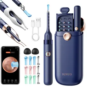 Upgrade Ear Wax Removal Tool with 8 MP Camera,ear wax removal camera, ear wax removal tool, Stainless Steel Tweezers, 9 Ear Spoons, Wireless Otoscope Ear Cleaner for iOS & Android