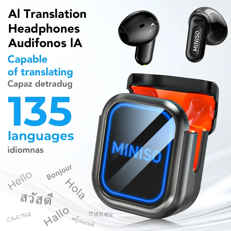 MINISO-MS109 Al Translation Earphones, Bluetooth 6.0,High-Fidelity Waterproof Wireless Earphones | Suitable forwork, exercise, study, and voice calls | Built-in microphone| Earphones