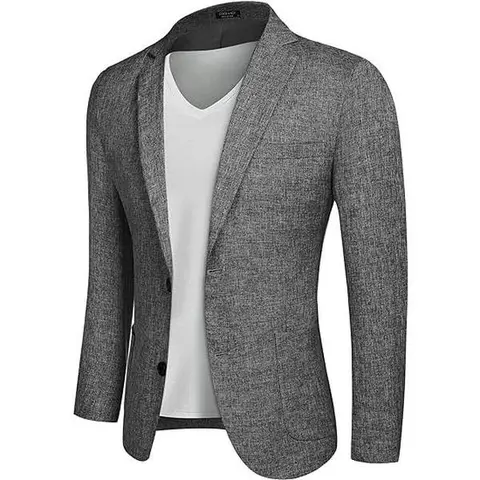 COOFANDY Fabric Menswear Casual Blazer Sport Coat Lightweight Two Button Business Jackets Soft Stylish Suit Fashion Linen Pocket Slim Fit Stretch Long Sleeve Plain
