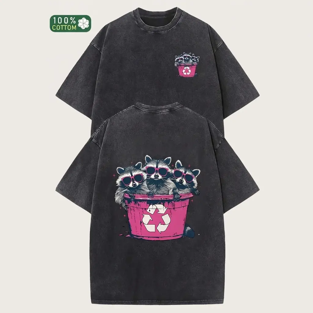 Men's Geometric Print Short Sleeve T-shirt, Casual Loose Fit Streetwear Style in Heavyweight 230g Stretchy Washed Cotton, Tshirt, Casual Loose Stretchy, Shortsleeve, Menswear, Four Seasons