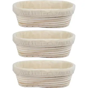3 count Banneton Bread Proofing Basket, 10 inch Oval Banneton Basket,Sourdough Proofing Basket,Bread Bowl  Rattan Baskets and Liners for Professional &  Sourdough Bread Baking