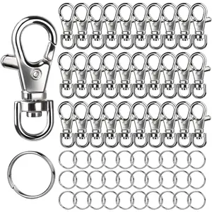 60PCS Metal Swivel Snap Hooks and Key Rings, 30PCS Small Lobster Claw Keychains Clasps and 30PCS Key Chain Ring for Keychain Clip, Key, Jewelry Making, Art Crafts, Silver