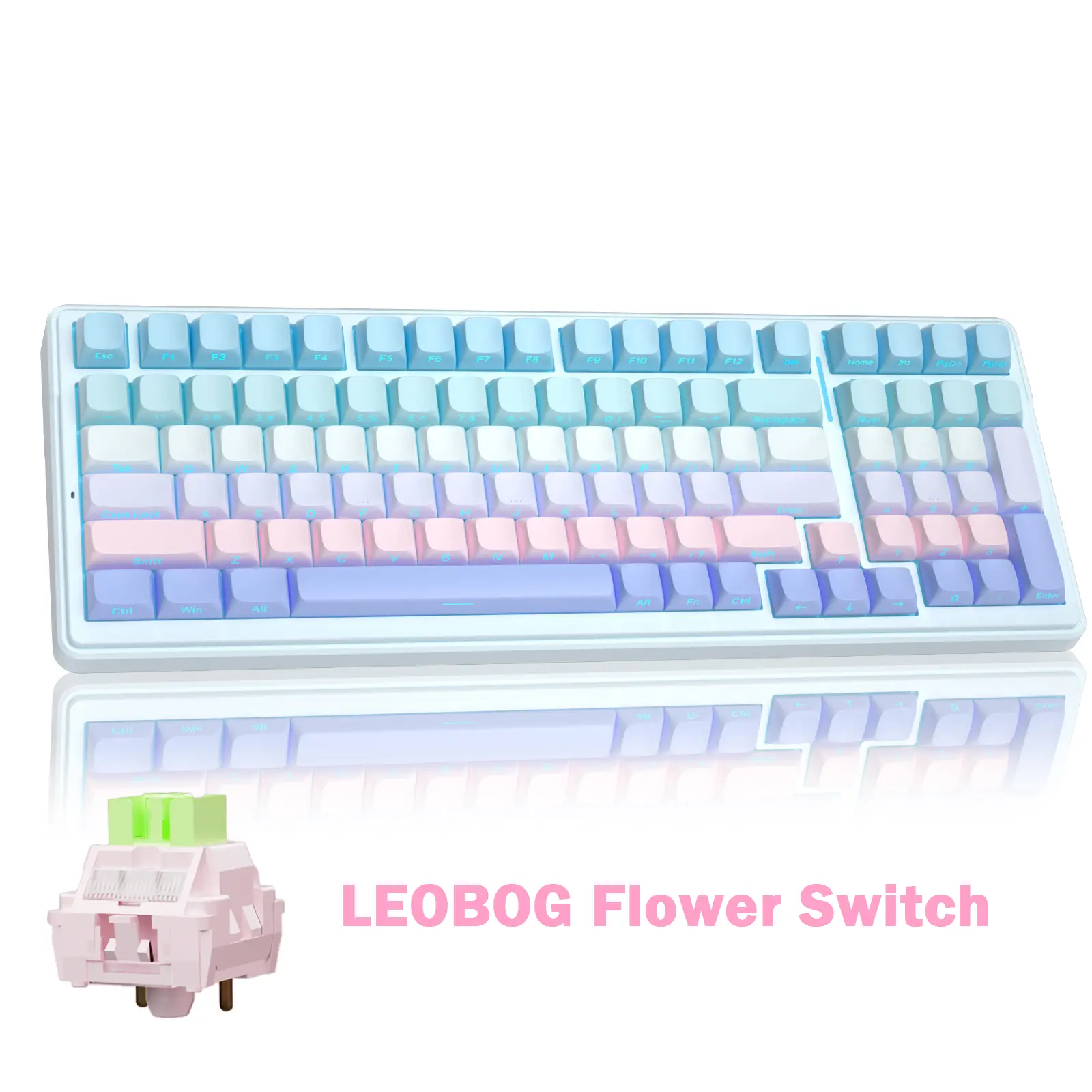 Side-engraved blue&purple-Flower switch