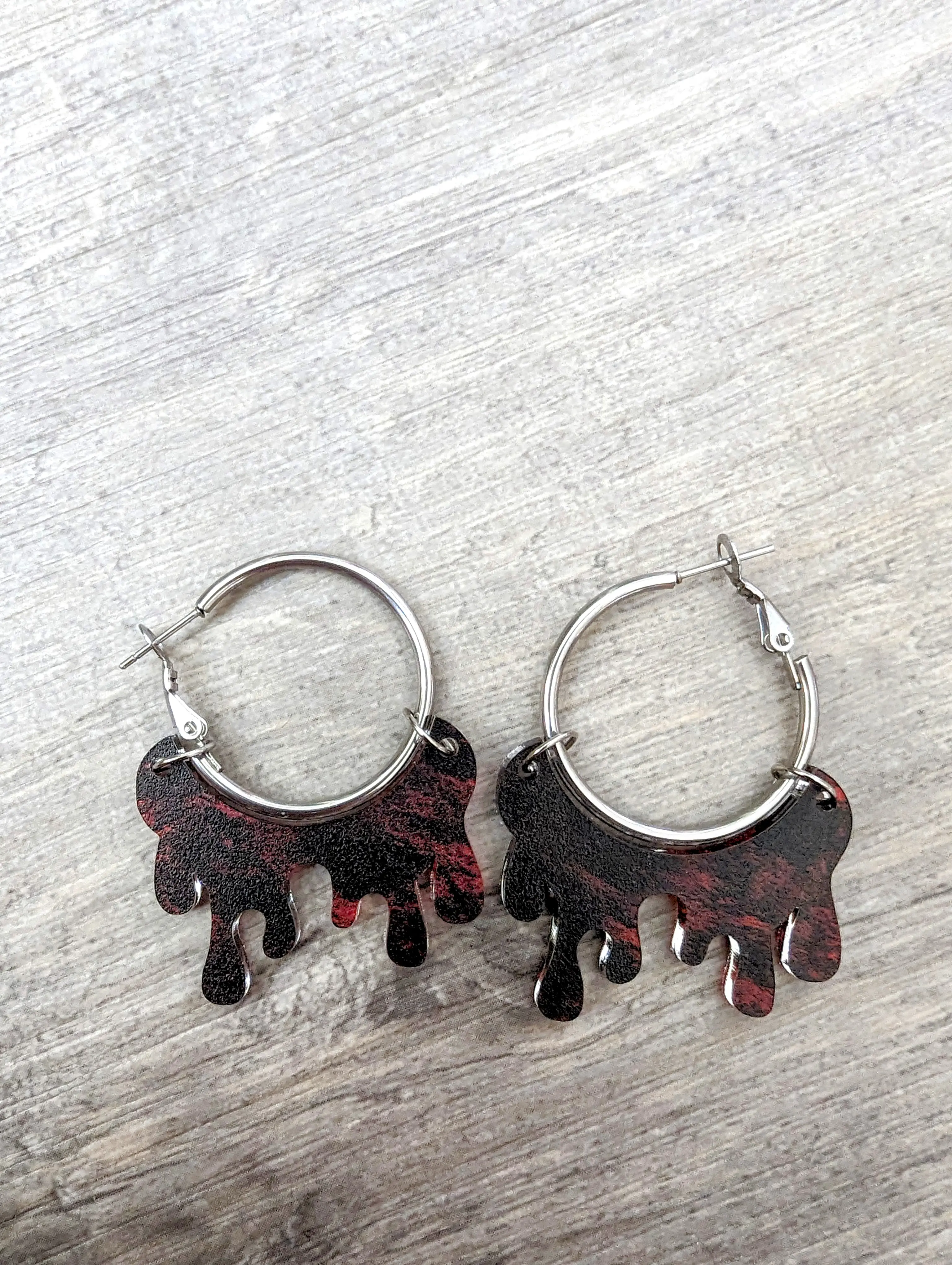 Blood Drip Dangling Interchangeable Hoop Earrings