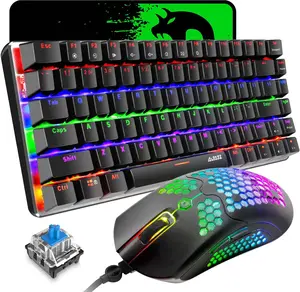 MAMBASNAKE Wired Gaming Keyboard and Mouse Combo,LED Backlit Mechanical Keyboard,12K DPI RGB Ultralight Gaming Mouse,Gaming Mouse Pad for PC accessories