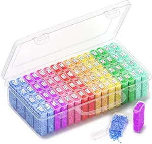 64-Grid Storage Containers for Diamond Art Kits for Adults, Portable Storage Organizer with Sticker Labels for Diamond Painting Accessories and Tools