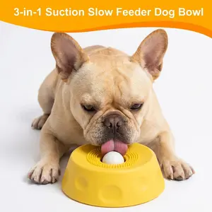 #Summervibes 3-in-1 Suction Slow Feeder Dog Bowl, No-Spill Licking Mat with Built-in Treat Ball Interactive Anti-Slip Dog Bowl for Yogurt, Peanut Butter & Liquid Treats   250ml No Mess Dog Lick Bowl with Roller Ball| 8 Suction Cups Liquid Slow Feeder
