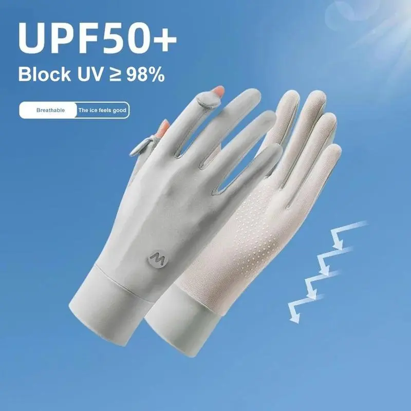 Unisex Nylon UPF50+ Ice Silk Sun Protection Gloves - Adjustable, Breathable, Touchscreen, Non-Slip, Odor-Free, All-Season Hand Protector for Cycling, Driving, Riding, Riding Glove summervibes,summerwins