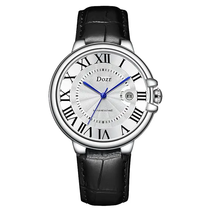Men's Minimalist Classic Round Dial Genuine Leather Strap Mechanical Watch ,Fashionable Water Resistant Watch for Men
