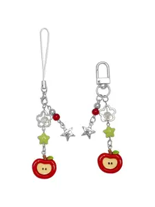 2PCS Cute Cellphone Charms Aesthetic Y2k Pink Guitar Strawberry Star Phone Straps Key Chains for Keys Bags Camera Phone Accessories