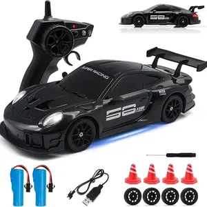 RC Drift Car, 1:24 4wd Remote Control Car with LED Light, 2.4GHz 20km/h High Speed, Two Batteries Included, Racing Sport Toy for Adults Remote Controlled Car .Remote control requires 2 AA batteries to be prepared by yourself