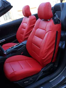 For Ford Mustang seat covers 2015~2023 - IGGEE Premium Leatherette, Red, 2 Front seats, Original fit
