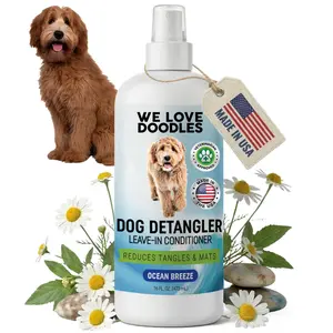 We Love Doodles Dog Detangler Spray Ocean Breeze - Natural & Gentle Formula, Leave-in Conditioner for Dogs, Tangle Remover, Made in USA, 16oz