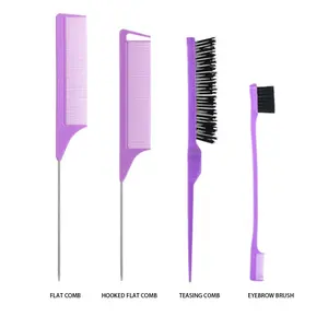 3 Pcs Slick Back Hair Brush Set, Rat Tail Comb for Women, Bristle Brushes, Detangling Hairbrush for Sleek Ponytails, Edge Control & Smooth Baby Hair