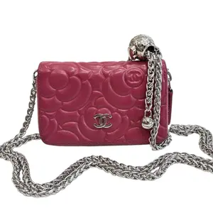 Pre-owned CHANEL Leather Crossbody Bags Mulberry Camellia Lambskin Compact Zip Wallet