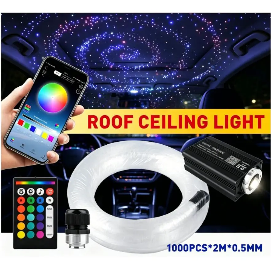Multicolor Star Ceiling Kit with 1000pcs Optical Fibers, 15 Static & Multifunction RGB Colors, Custom RGB Backlit Decorative Atmosphere Lamp, Electronic Lights with Remote & APP Control for Bedroom Interior Lighting, Illuminating Led, Starlight