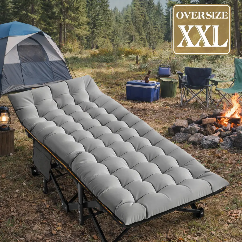 ABORON 75" Portable Camping Cot for Adults,Guest Bed Sleeping Cot with Mattress,Heavy Duty Outdoor Folding Bed with Carry Bag Travel Home Office Nap summerwins