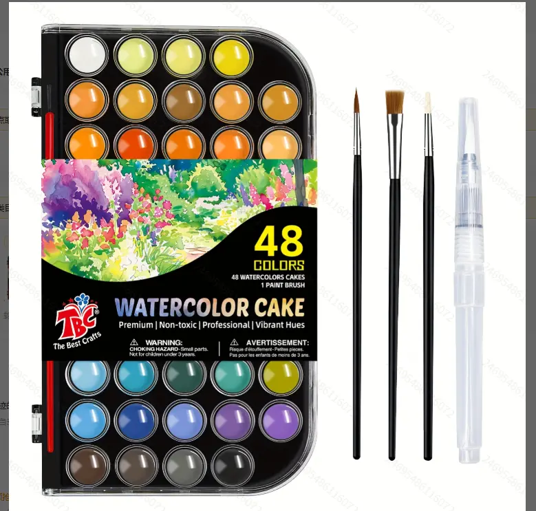 TBC The Best Crafts Watercolor Paint Set, 48 Watercolors, Travel Watercolor Set, Lightweight Portable Paint Box, Watercolor Box for Children, Students, Beginners, Artists, Hobby Painters in Painting